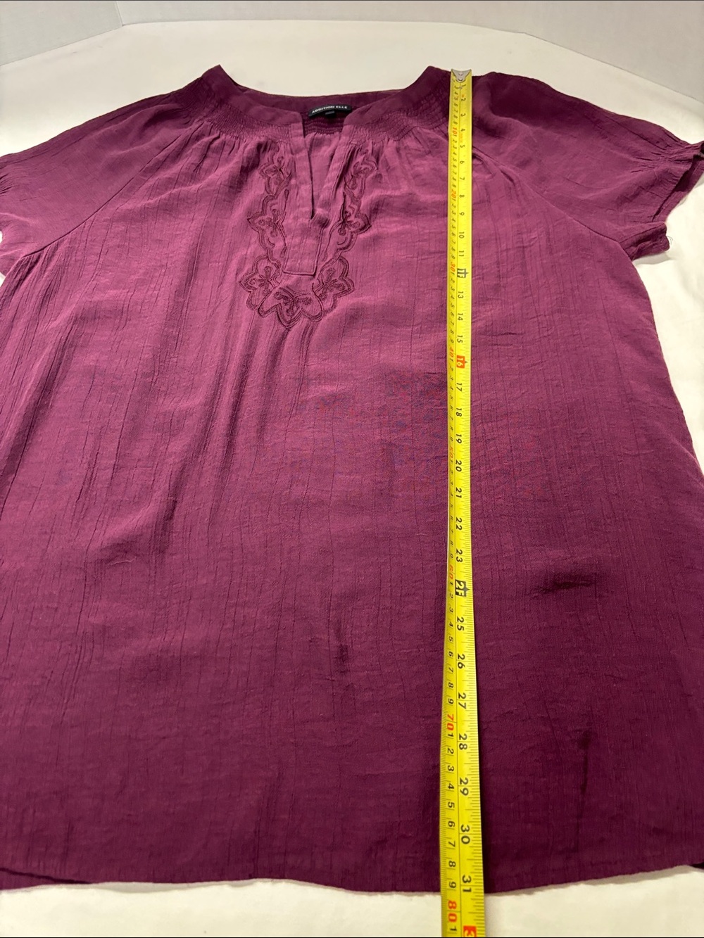 Addition Elle Plum Embroidered Split-Neck Blouse - Picture 6 of 7